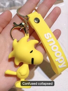 Yellow Cartoon Character Keychain with Silicone Strap